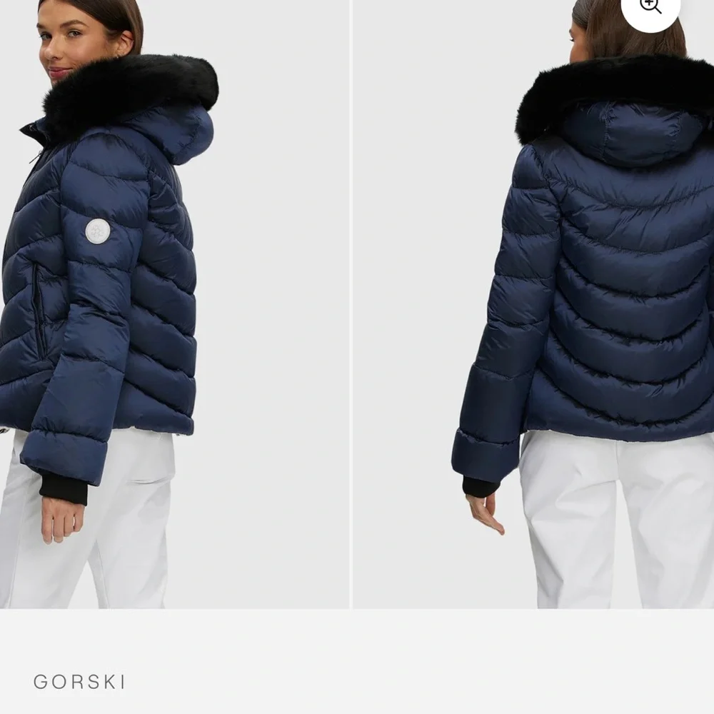 Navy Gorski jacket with detachable hood never worn size small - Picture 3 of 5